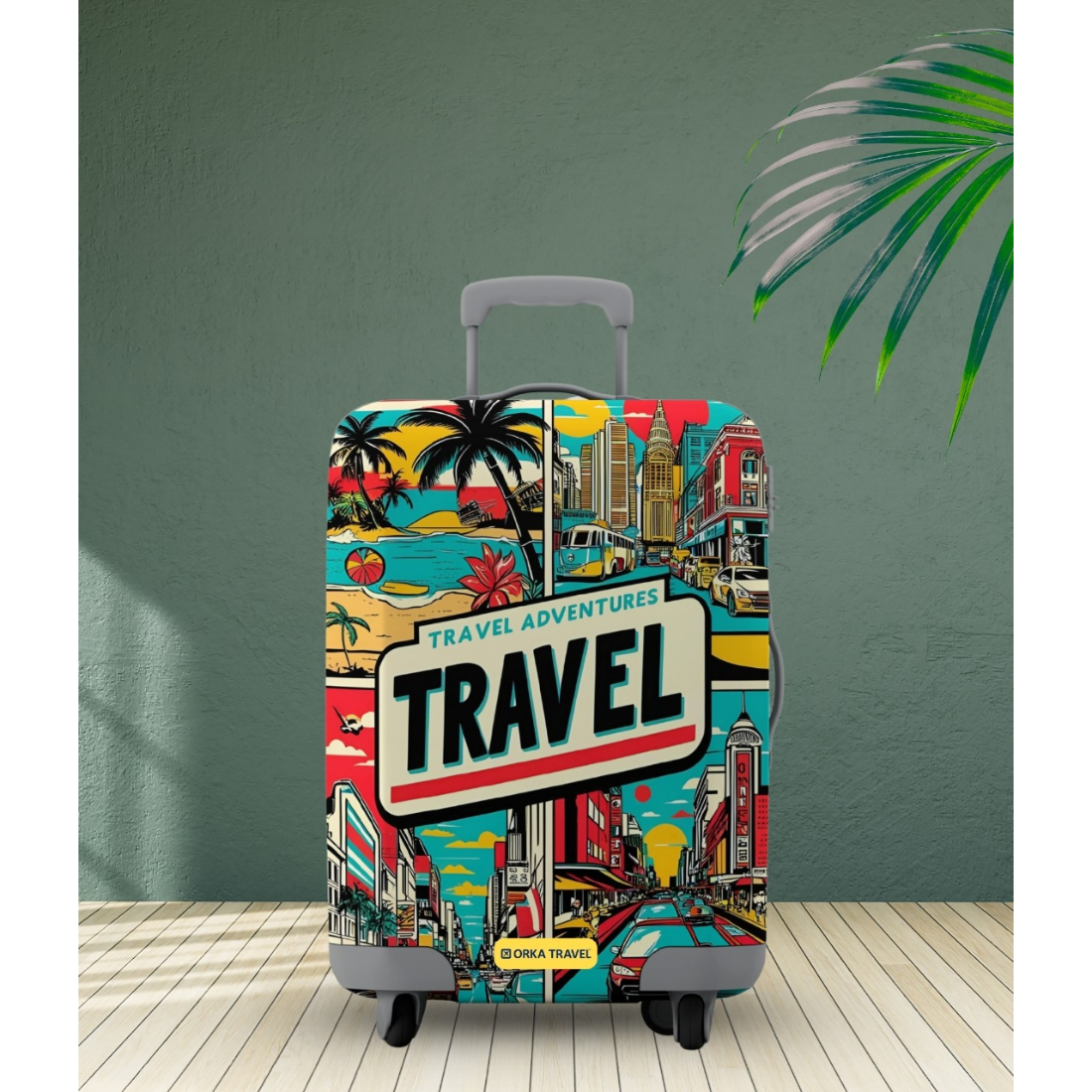 Orka Travel Digital Printed Spandex Fabric Luggage Sleeve Cover (D7)